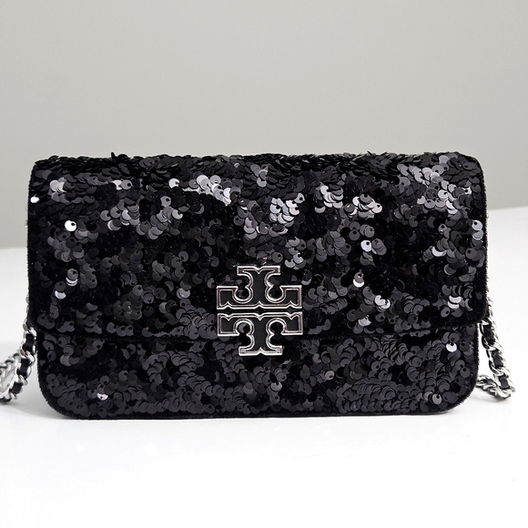 TORY BURCH BRITTEN SEQUIN CONVERTIBLE CROSSBODY BAG FORMAL EVENING CLUTCH - Picture 2 of 12